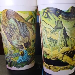 1992 Jurassic Park - Movie Promo Cups From McDonald's - Brachiosaur & Gallimimus
